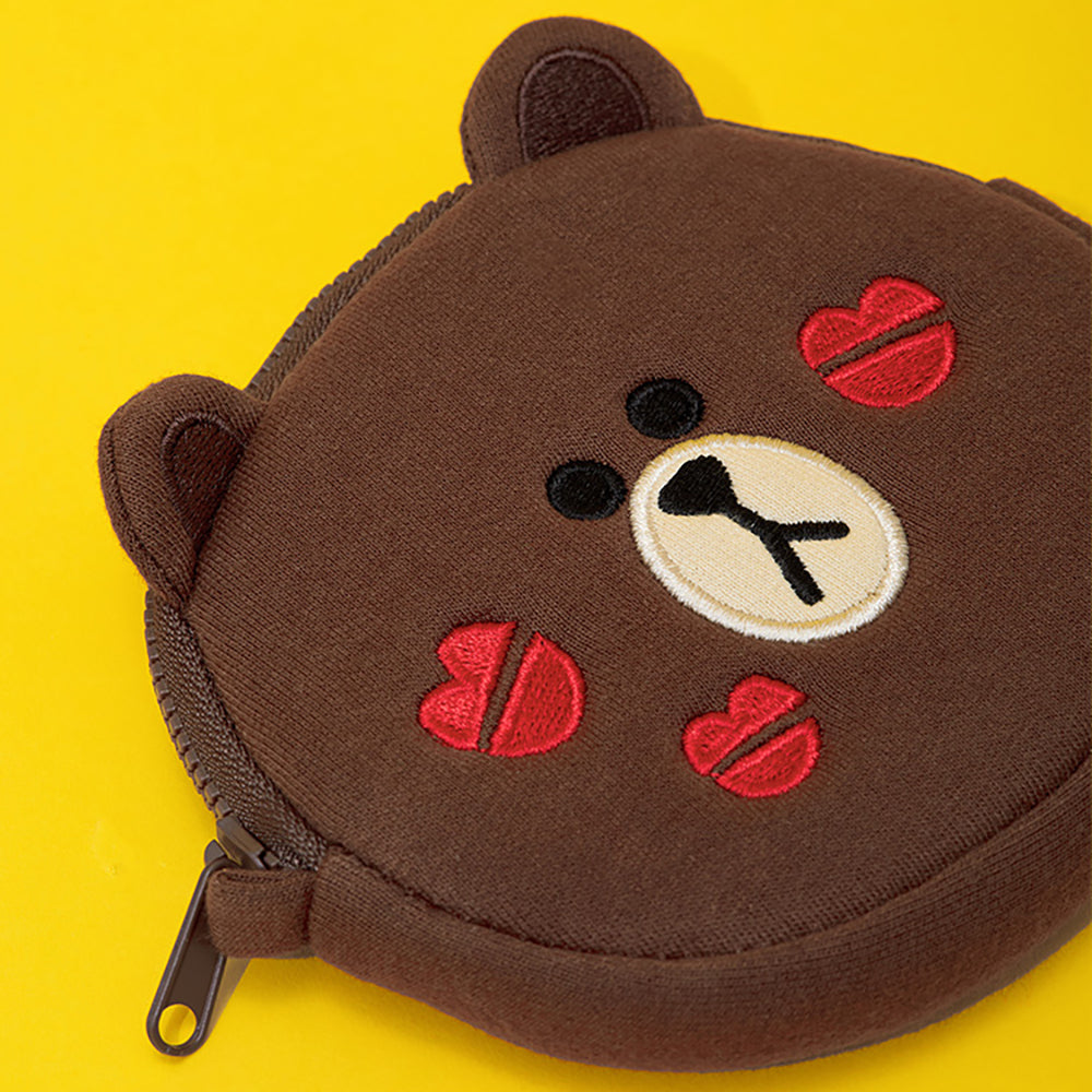 LINE FRIENDS ORIGINAL BROWN 熊大臉型收納包