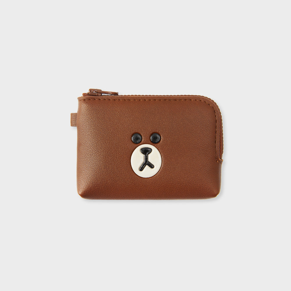 LINE FRIENDS BROWN LEATHERLIKE SQUARE 卡包