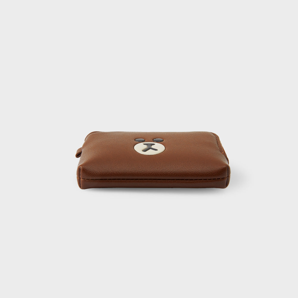LINE FRIENDS BROWN LEATHERLIKE SQUARE 卡包
