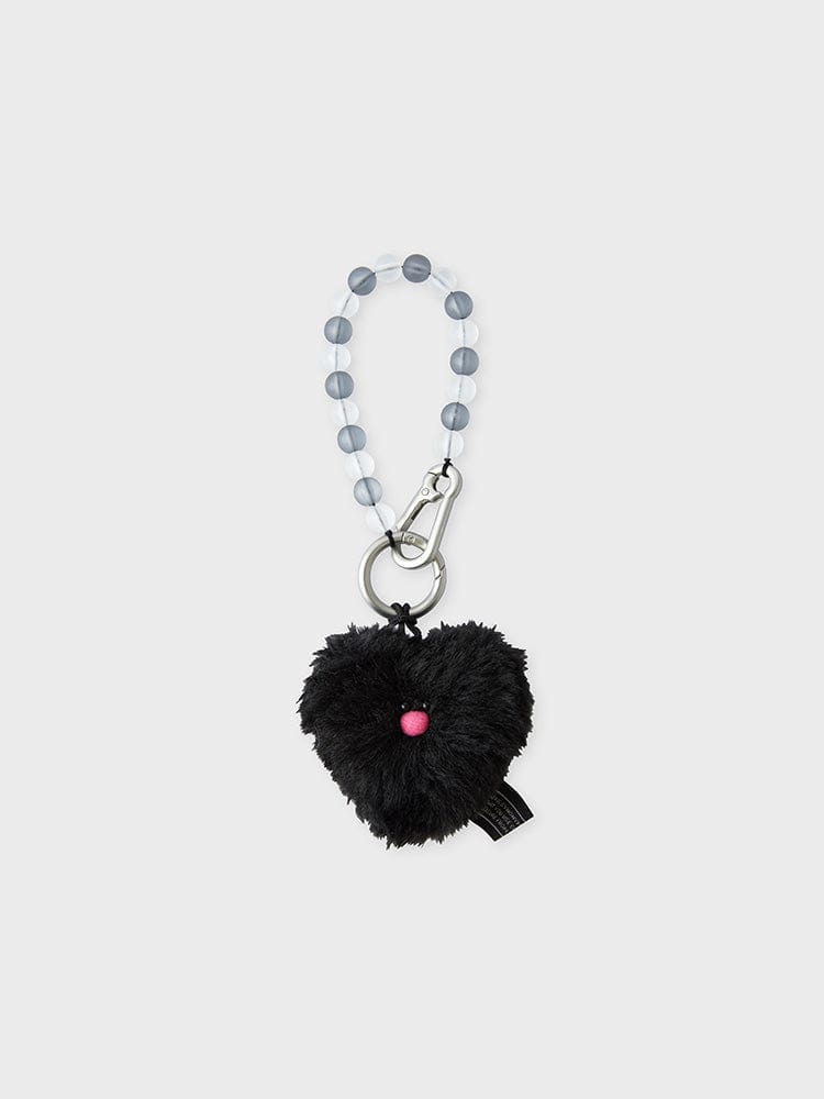 COLLER TOYS BLACK COLLER HEART SHAPED FURRY PLUSH KEYRING BLACK