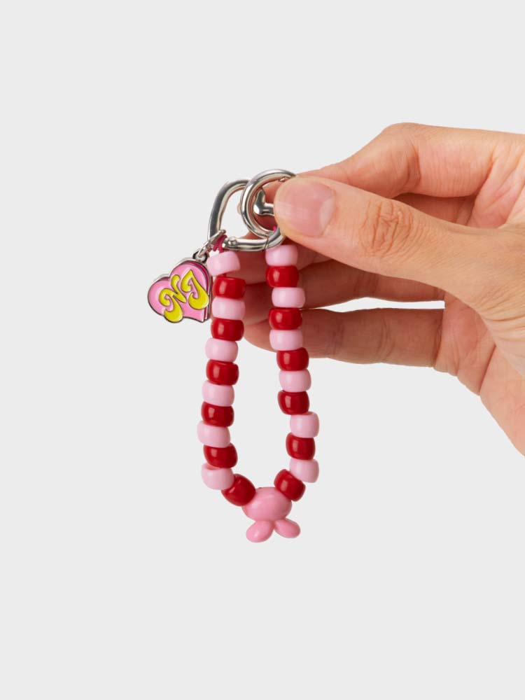 NEWJEANS SCHOOL/OFFICE RED NJ GET UP BEADED KEYRING (RED)
